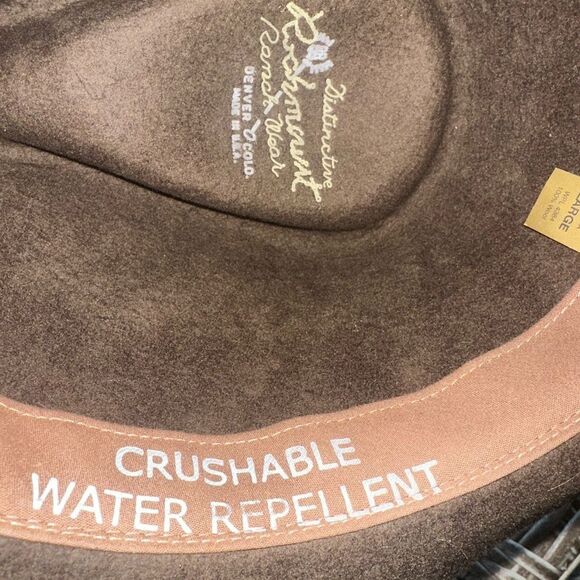 Rockmount Mens Brown Wool Felt Cowboy Crushable Hat L - Picture 6 of 8